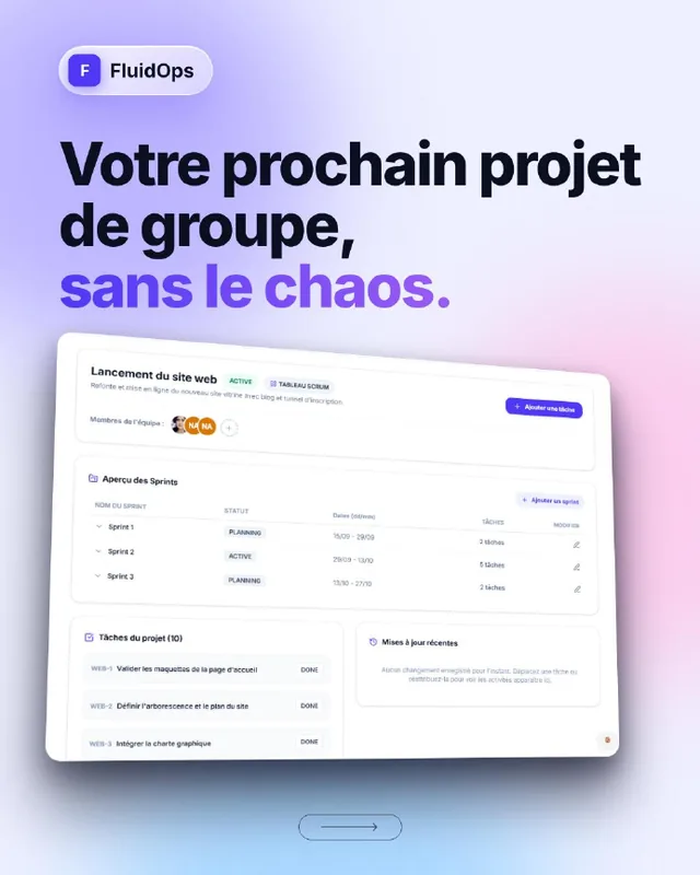 Carousel “Your next group project, without the chaos”: first page